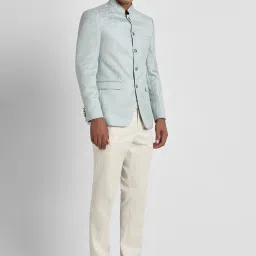 Peter England Elite Blue Slim Fit Printed Two Piece Suit image 4