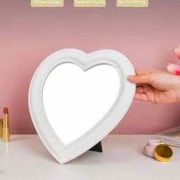 Nestasia Premium Quality White Pvc Framed Heart-Shaped Large Desk Mirror I Perfect For Modern Desk image 4