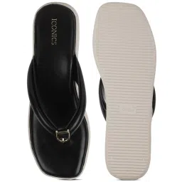 Iconics Women's Black Thong Wedges image 4