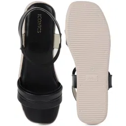 Iconics Women's Black Ankle Strap Wedges image 4