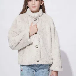 Vero Moda Girls White Self Full Sleeves Jacket image 1