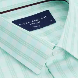 Peter England Green Regular Fit Striped Shirt image 4
