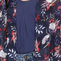 Oxolloxo Navy Floral Print Shrug With Cami image 4