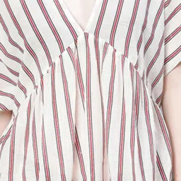 Oxolloxo White & Maroon Stripes Beachwear Kaftan image 4