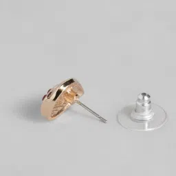 Estele Gold-Plated Pomegranate Theme Stud Earrings with Red Austrian Crystal for Women image 4