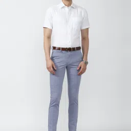 Van Heusen Blue Slim Fit Checks Trousers image 5