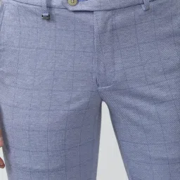 Van Heusen Blue Slim Fit Checks Trousers image 4