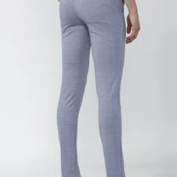 Van Heusen Blue Slim Fit Checks Trousers image 2