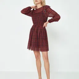 Cover Story Red & Black Check Skater Dress image 4