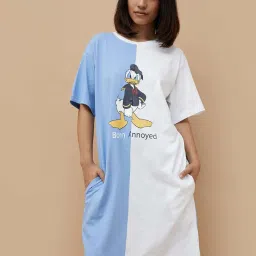 Ginger by Lifestyle Blue Cotton Printed Night Dress image 1