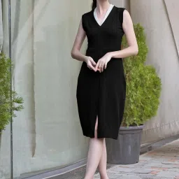 SELVIA Black Regular Fit A Line Dress image 1