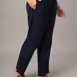 Cantabil Navy Cotton Embroidered Regular Fit Pants image 4