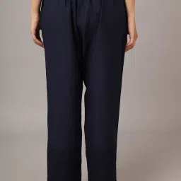 Cantabil Navy Cotton Embroidered Regular Fit Pants image 2