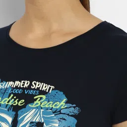 Appulse Navy Cotton Graphic Print T-Shirt image 5