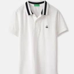 United Colors of Benetton Kids White Cotton Tshirt image 1