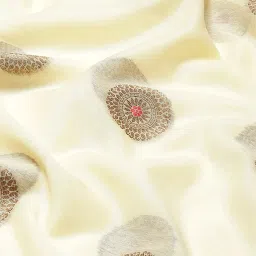 Saree Mall Cream Silk Woven Saree With Unstitched Blouse image 4