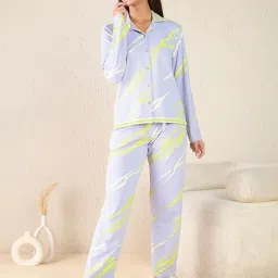 Sweet Dreams Purple Heather Cotton Geometric Pyjama Set image 1
