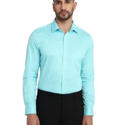 Raymond Medium Petrol Cotton Solid Slim Fit Shirt image 1