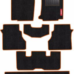 Elegant Cord Black & Orange Carpet Car Mat Compatible With Renault Triber-picture-21
