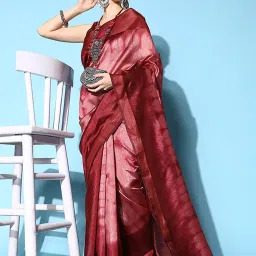 Saree Mall Maroon Cotton Silk Woven Saree With Unstitched Blouse image 3