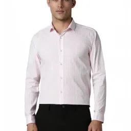 Louis Philippe Pink Slim Fit Striped Shirt-image-2