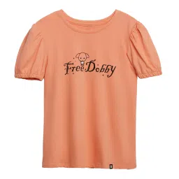 The Souled Store Kids Peach Graphic Print Top image 1