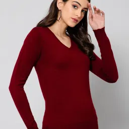 Crozo By Cantabil Maroon Wool Pullover image 3