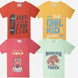 Vimal Jonney Girls Multicolor Printed T-Shirt (Pack Of 4)-picture-26