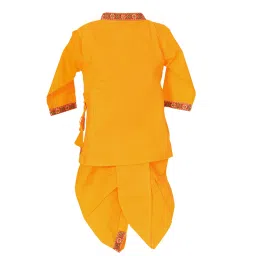 Ahhaaaa Kids Yellow Embroidered Kurta, Dhoti, Pagri with Flute image 2