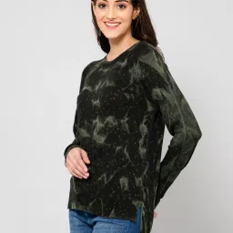 Crozo By Cantabil Dark Green Wool Printed Pullover image 4