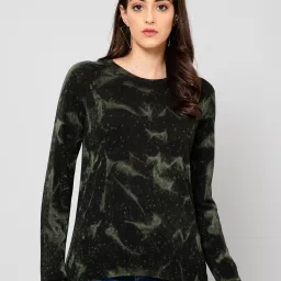 Crozo By Cantabil Dark Green Wool Printed Pullover image 1