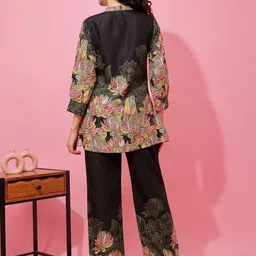 Honky Tonky Printed Mandarin Collar Neck Top With Trousers image 3