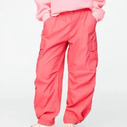 GAP Girls Coral Cotton Solid Cargo Pants-image-4