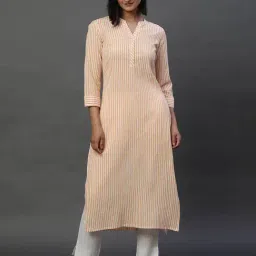 Aurelia Orange & White Striped Straight Kurta-picture-15