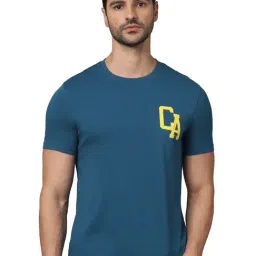 celio* Blue Regular Fit Graphic Print Cotton Crew T-Shirt-image-18
