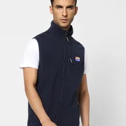 Jack & Jones Navy Sleeveless High Neck Jacket image 3