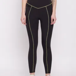 Clovia Black Regular Fit Tights image 1