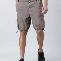 Bene Kleed Brown Cotton Relaxed Fit Solid Shorts-picture-0