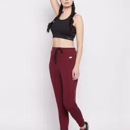 Clovia Maroon Textured Regular Fit Joggers image 4