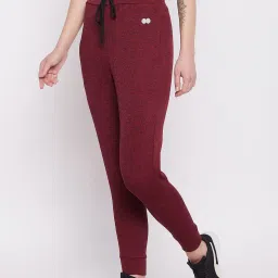 Clovia Maroon Textured Regular Fit Joggers image 1