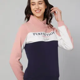 Cantabil Coral & Navy Fleece Color-Block Sweatshirt image 3