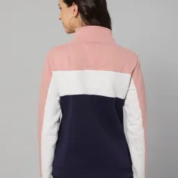 Cantabil Coral & Navy Fleece Color-Block Sweatshirt image 2