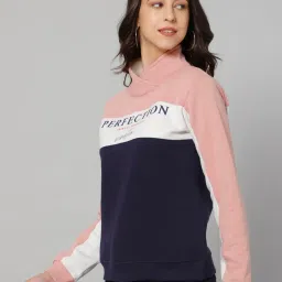Cantabil Coral & Navy Fleece Color-Block Sweatshirt image 4