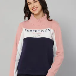 Cantabil Coral & Navy Fleece Color-Block Sweatshirt image 1