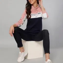 Cantabil Coral & Navy Fleece Color-Block Sweatshirt image 5
