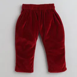 Many Frocks Kids Maroon Solid Kurti with Pyjamas image 4