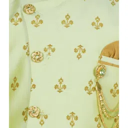 SG Yuvraj Kids Green & Brown Printed Sherwani with Pyjama image 4