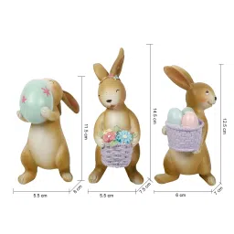 Tayhaa Brown & Purple Polyresin Playful Bunny Showpieces - Set of 3 image 5