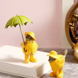 Tayhaa Yellow & Brown Polyresin Colourful Bird Showpieces - Set of 2 image 1