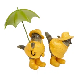 Tayhaa Yellow & Brown Polyresin Colourful Bird Showpieces - Set of 2 image 2